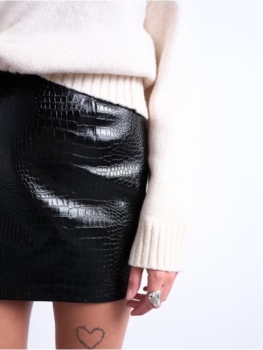 Topshop Faux Leather Seamed Mini Skirt